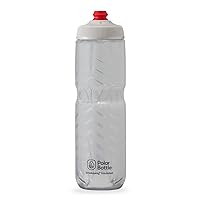 Polar Bottle Breakaway Insulated Water Bottle - BPA Free, Cycling & Sports Squeeze Bottle (Bolt - White & Silver, 24 oz)