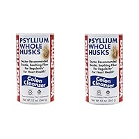 Yerba Prima Psyllium Whole Husks, 12 oz (2 Pack) - Colon Cleanser, Gluten Free, Non-GMO, Soothing Regularity
