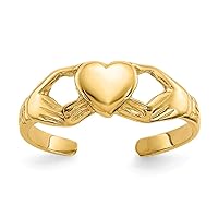 14k Yellow Gold Polished Claddagh Toe-Ring 2mm wide