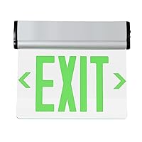 Green Exit Signs for Business, LED Edge Lit Exit Sign, UL 924, Hardwired Emergency Exit Lights with Battery Backup, Aluminum Housing with Rotating Acrylic Clear Panel, AC 120/277V, 1 Pack