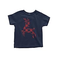 Threadrock Kids Red Plaid Reindeer Toddler T-Shirt