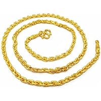 Men's, Women Classic Chain 22k 23k 24k Thai Baht Gold GP Necklace 26 Inch 5 mm 40 Grams Jewelry