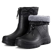 Rain Boots for Men, Waterproof Mens Rubber Boots with PVC, Winter Warm Rain Boots with fur Comfort Lightweight Work Mud Boots, Resistant Durable Slip Garden Boots for Farming Gardening Fishing