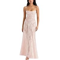 Women's Sexy Hollow Embroidered Jacquard Dress Summer Elegant Spaghetti Straps Large Skirt Wedding Party Long Dresses