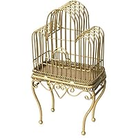 Dollhouse Victorian Gold Wire Wrought Iron Bird Cage Miniature Pet Accessory