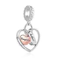 Mother Daughter Charm for Bracelets Love Heart Mother Mommy Bead from Daughter Son Birthday Gift