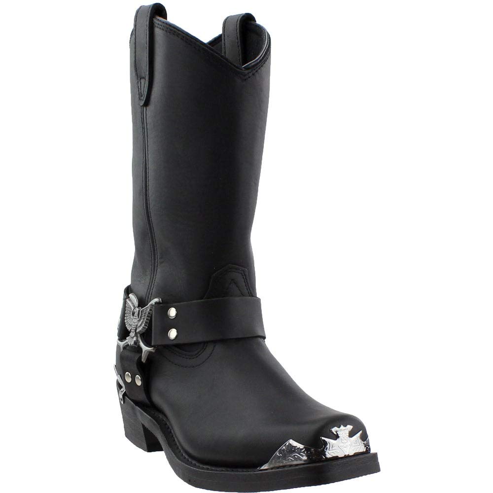 Dingo Mens Chopper Square Toe Casual Boots Mid Calf - Black