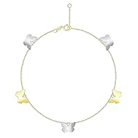 14K Two-tone Gold Butterfly Anklet