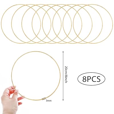 8Pcs 8 Inches Dream Catcher Rings Metal Hoops Macrame Ring for Crafts and Dream  Catcher Supplies, Gold