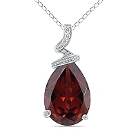 5 Carat Pear Shaped Genuine Gemstone & Diamond Pendant in 10K White Gold (Available in Blue Topaz, Amethyst, Citrine and More)