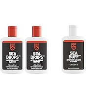 Sea Drops Anti-fog and Cleaner for Dive and Snorkel Masks, 1.25 fl oz, 2-pk, Bulk & Sea Buff Dive Mask and Slate Cleaner, 1.25 fl oz, Clear