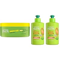 Fructis Style Surfer Hair Power Putty, 3.4 Oz, 1 Count (Packaging May Vary) & Fructis Sleek & Shine Leave-In Conditioning Cream for Frizzy, Dry Hair