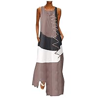 Women's Dress Round Neck Glamorous Beach Casual Loose-Fitting Summer Sleeveless Long Floor Maxi Print Swing Flowy