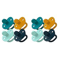 Boon JEWL Biometric Stage 2 Orthodontic Pacifier — 0+ Months — Blue — Silicone Baby Pacifier with Soothing Gem Shaped Nipple — 4 Count (Pack of 2)