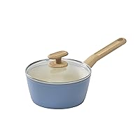GoodCook 2-Qt. Healthy Ceramic Titanium-Infused Sauce Pan, Nonstick Aluminum Saucepan with Glass Lid and Stay Cool Handle, Light Blue