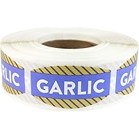Garlic Grocery Store Food Labels .75 x 1.375 Inch Oval Shape 500 Total Adhesive Stickers