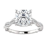 Siyaa Gems 2.50 CT Cushion Cut Colorless Moissanite Engagement Ring Wedding Birdal Ring Diamond Ring Anniversary Solitaire Halo Accented Promise Antique Gold Silver Ring Gift