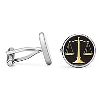 Scales of Justice Cufflinks Lawyer Cuff Links (Contoured Edition)