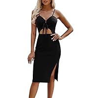 Sexy Spring Dresses for Women 2024,Women Spaghetti Straps Satin Hollow Out Dresses Cocktail Beach Dress Slim Fi