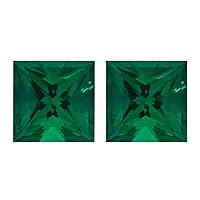 3.99-5.39 Cts of 8x8 mm AAA Square Lab Created Emerald (2 pcs) Loose Gemstones