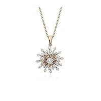 ABHI 0.75 CT Round Cut Created Diamond Starburst Pendant Necklace 14K Rose Gold Finish