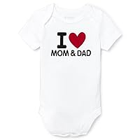 The Children's Place Baby Single Short Sleeve 100% Cotton Bodysuits, I Heart Mom and Dad, 6-9 Months