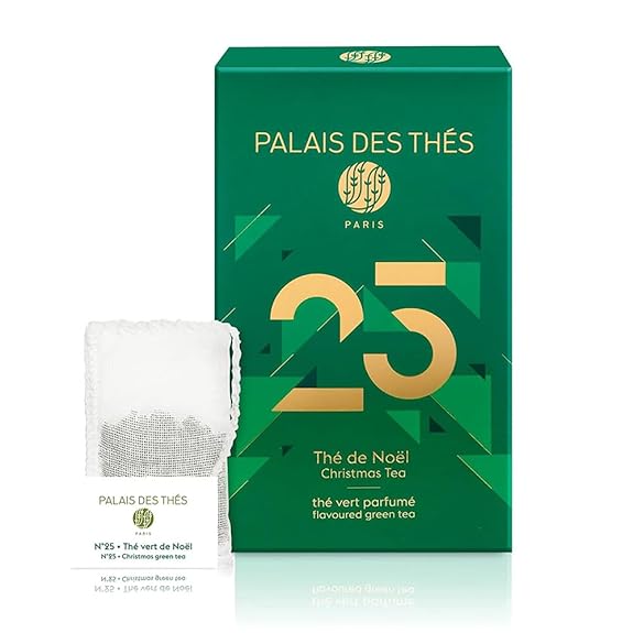 Palais des Thés - Le Thé Féerique - Premium Gourmet Holiday Green Tea with  Roasted Brown Rice, Almonds, and Cinnamon - 20 Count Biodegradable Cotton