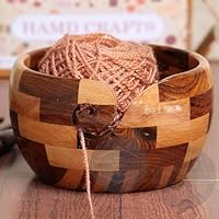 Craftworks Wooden Yarn Bowl Crafted Wooden Yarn Storage Bowl with Multi Wood Knitting Crochet Accessories Large (Size 6 x 6 x 4)