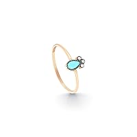 Turquoise Ring, 14K Real Gold Turquoise Ring, Dainty initial Turquoise Ring, Handmade 14K Gold Turquoise Ring, Birthday Gift