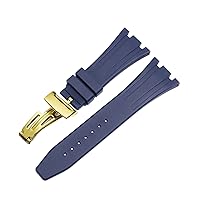 for AP Royal Oak Offshore 15400/15202/15703 Rubber Silicone Watch Strap Men Watch Strap Accessories 27mm 28mm (Color : 10mm Gold Clasp, Size : 28mm)