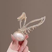 Rhinestone Hair Claw Crab Pearl Ponytailtail Hair Pin For Women Styling Tools Gold Accessories A