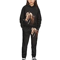 Girl's Casual 2 Piece Outfits Graphic Long Sleeve Hoodies Sweatshirts and Sweatpants Set