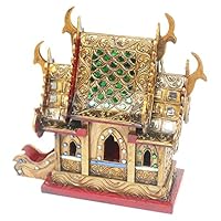 SanPraPhum10 Thai Handmade Spirit House Wood Gold Glass Color