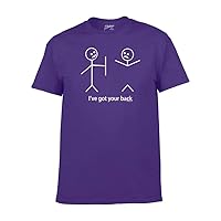 Funny Short Sleeve T-Shirt I've Got Your Back Stick Figures Humorous Sarcastic Phrases Novelty Short Sleeve T-Shirt-Lilac-Medium