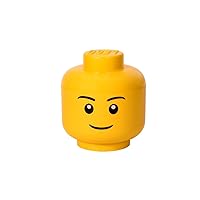 Room Copenhagen Lego Storage Head, Large, Boy, 9-1/2 x 9-1/2 x 10-3/4 Inches, Yellow (4032)