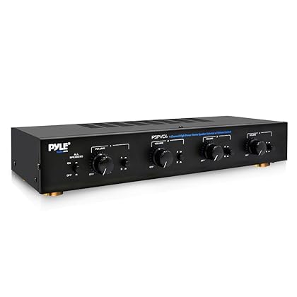 Pyle Home Premium New and Improved 4 Zone Channel Speaker Switch Selector Volume Control Switch Box Hub Distribution Box for Multi Channel High Powered Amplifier Control 4 Pairs Of speakers - PSPVC4