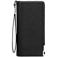 Wallet for Men PU Men's Retentive Wallet Business Commodious Casual Zipper Wallet Clutch For Travel Shopping (Color : Black, Size : S)