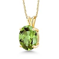 Gem Stone King 14K Yellow Gold Oval Gemstone Birthstone Pendant Necklace | Oval 11X9MM | Gold Necklace For Women | with 18 Inch Chain