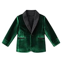 Boys' Velvet One Button Suit Jacket Shawl Lapel Coat for Daily Leisure