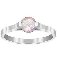 Precious Natural Moonstone 925 Sterling Silver Women Stacking Ring