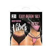 Vibes SexyBitch Pnty&Thong BlkPnk LXL AF2PK4 L/XL