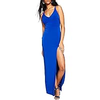 Womens Juniors Strappy Side Slit Evening Dress Blue 15