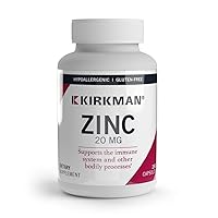 Kirkman - Zinc 20mg - 250 Capsules - Immune Support - High Absorption - Hypoallergenic