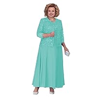 Womens 2 Piece Lace Mother of The Bride Dresses 2024 Plus Size Wedding Guest Dress Formal Gowns with Jacket