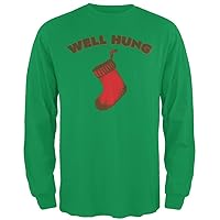 Christmas Well Hung Stocking Irish Green Adult Long Sleeve T-Shirt