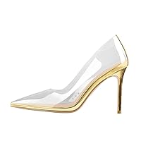 Yolkomo Women's Clear Pumps Pointed Toe Slip On Stiletto Heels