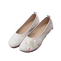 Soft Pu Leather Embroidered Women Comfortable Slip On Flats Casual Walking Shoes