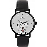 White and Black Dalmation Head Dog Watch Ladies 38mm Case 3atm Water Resistant Custom Designed Quartz Movement Luxury Fashionable