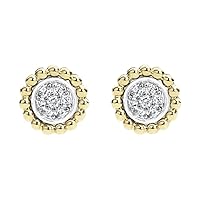 1.30 Ct Round Cut Simulated Diamond14k Two Tone Gold Plated 925 Sterling Silver Cluster Stud Earring Prong Earrings For Women's