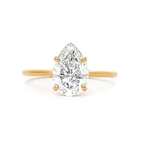 1/2/3 CT Pear Shaped Moissanite Engagement Ring for Women Wedding/Bridal Set Solitaire Dainty Minimalist 925 Silver 10K 14K 18K White Yellow Rose Gold Anniversary Promise Gift For Her